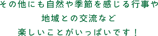 その他にも自然や季節を感じる行事や地域との交流など楽しいことがいっぱいです！